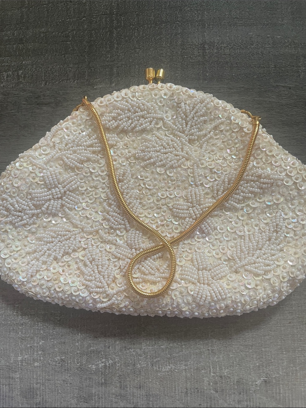 Vintage Goldco Imports Hong Kong Sequin Evening Clutch with Gold Chain
